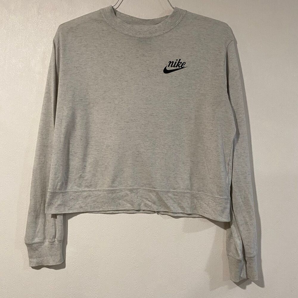 Nike Gray Cropped Crewneck Sweatshirt Women’s Small | Logo Pullover